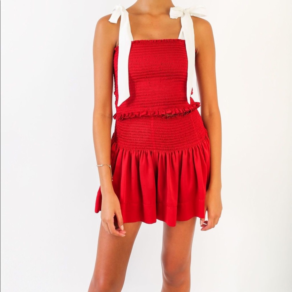 NEVER WORN. Red koch skirt, sold out everywhere